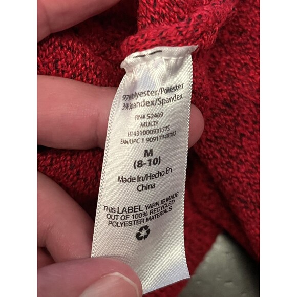 Holiday Time Sweater Womens Medium Red White Star Pullover Sequin Knit Festive - Picture 6 of 6